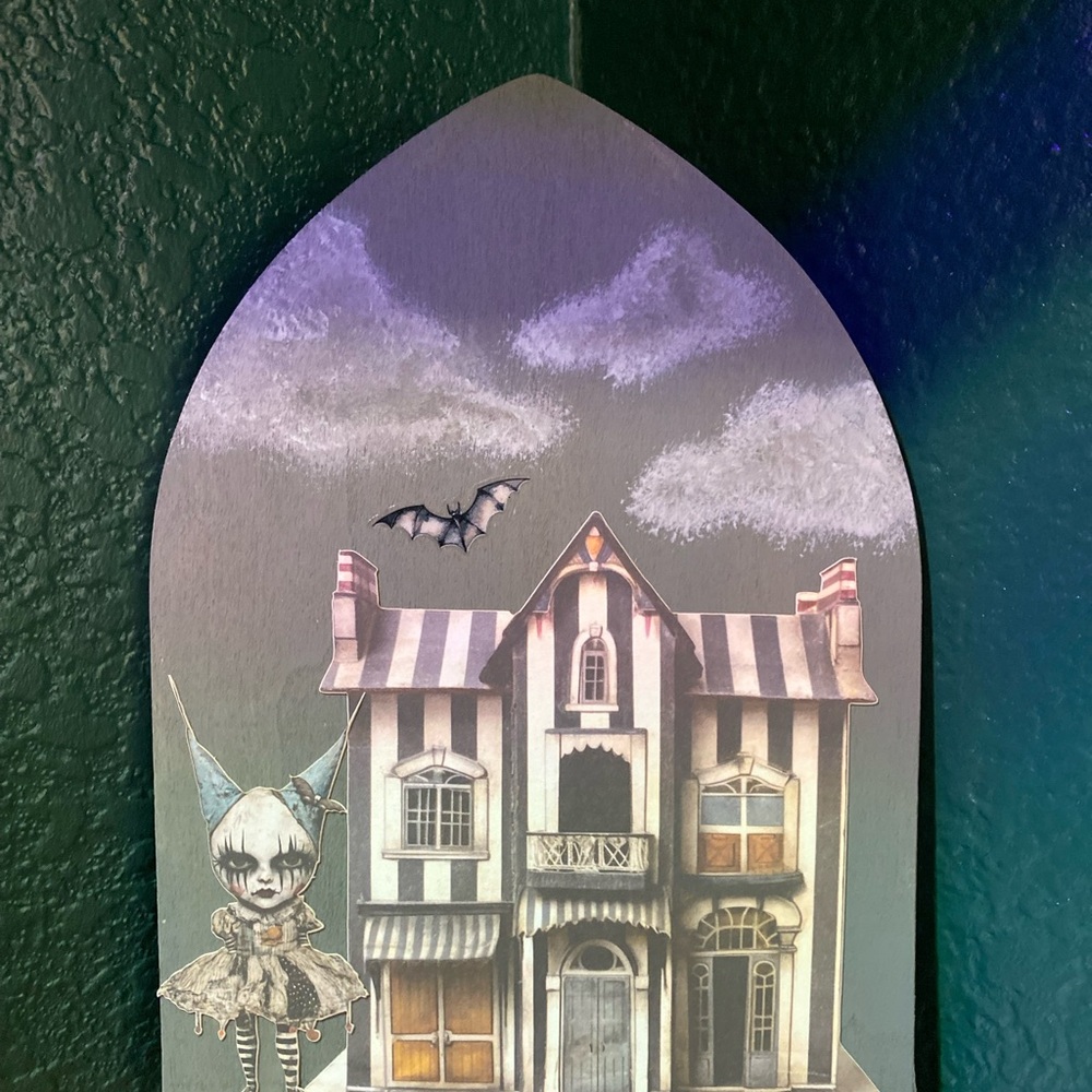 Gothic House Art with Bat and Doll